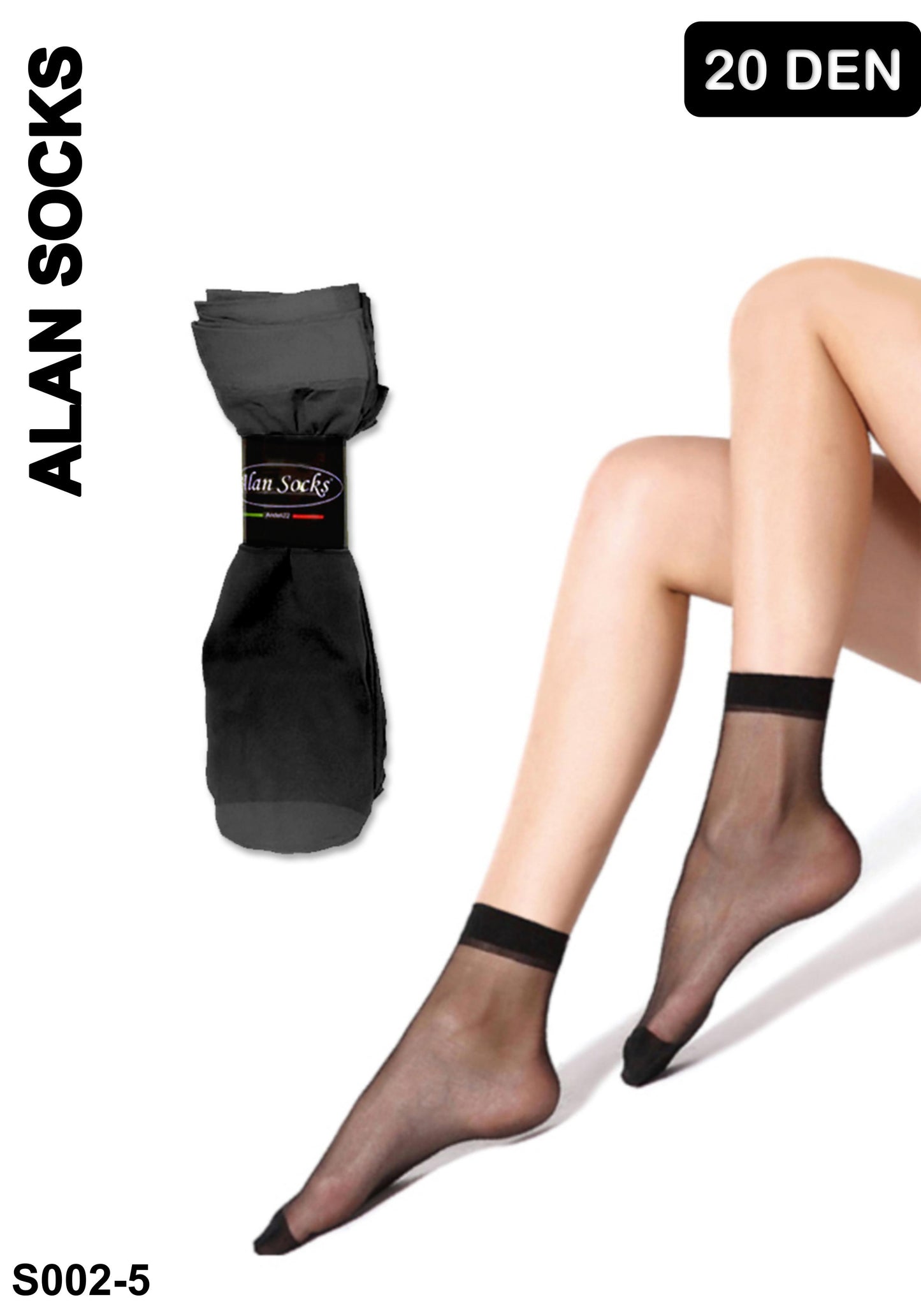 Alansocks calzini corte nylon 20 den da 10 paia - S002-100