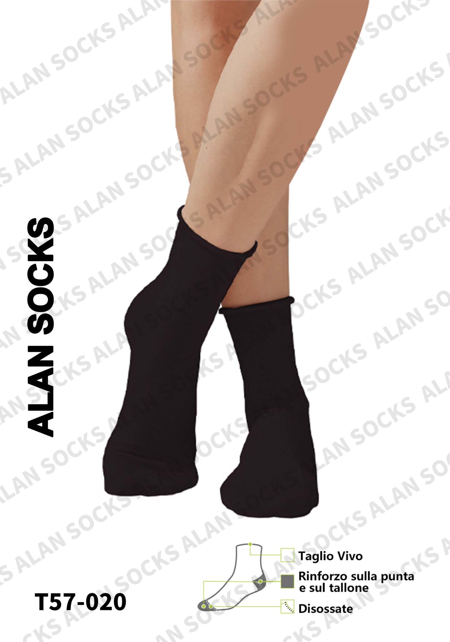 Alansocks calze di cotone alla caviglia da 1 paia colorato