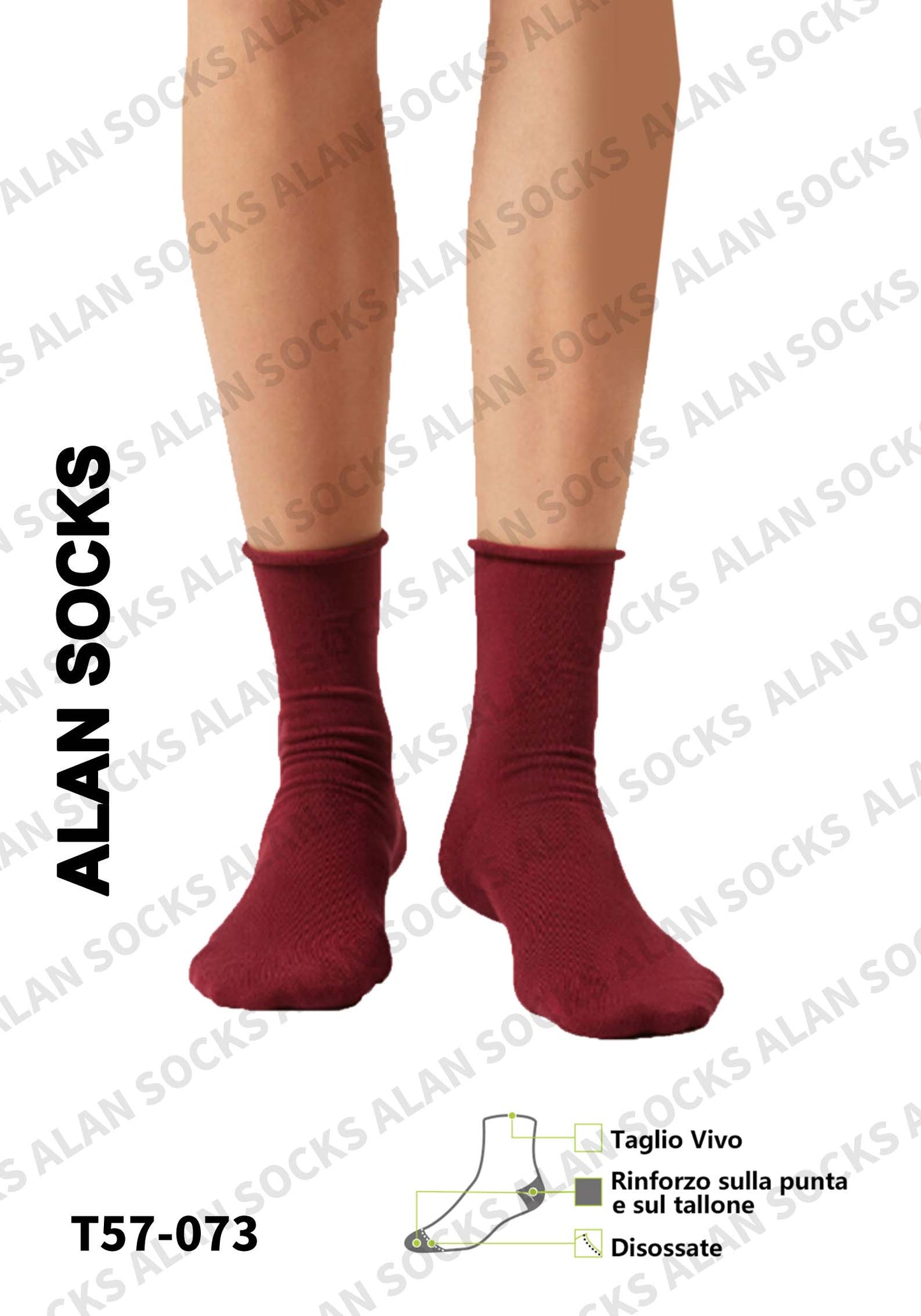 Alansocks calze di cotone alla caviglia da 1 paia colorato