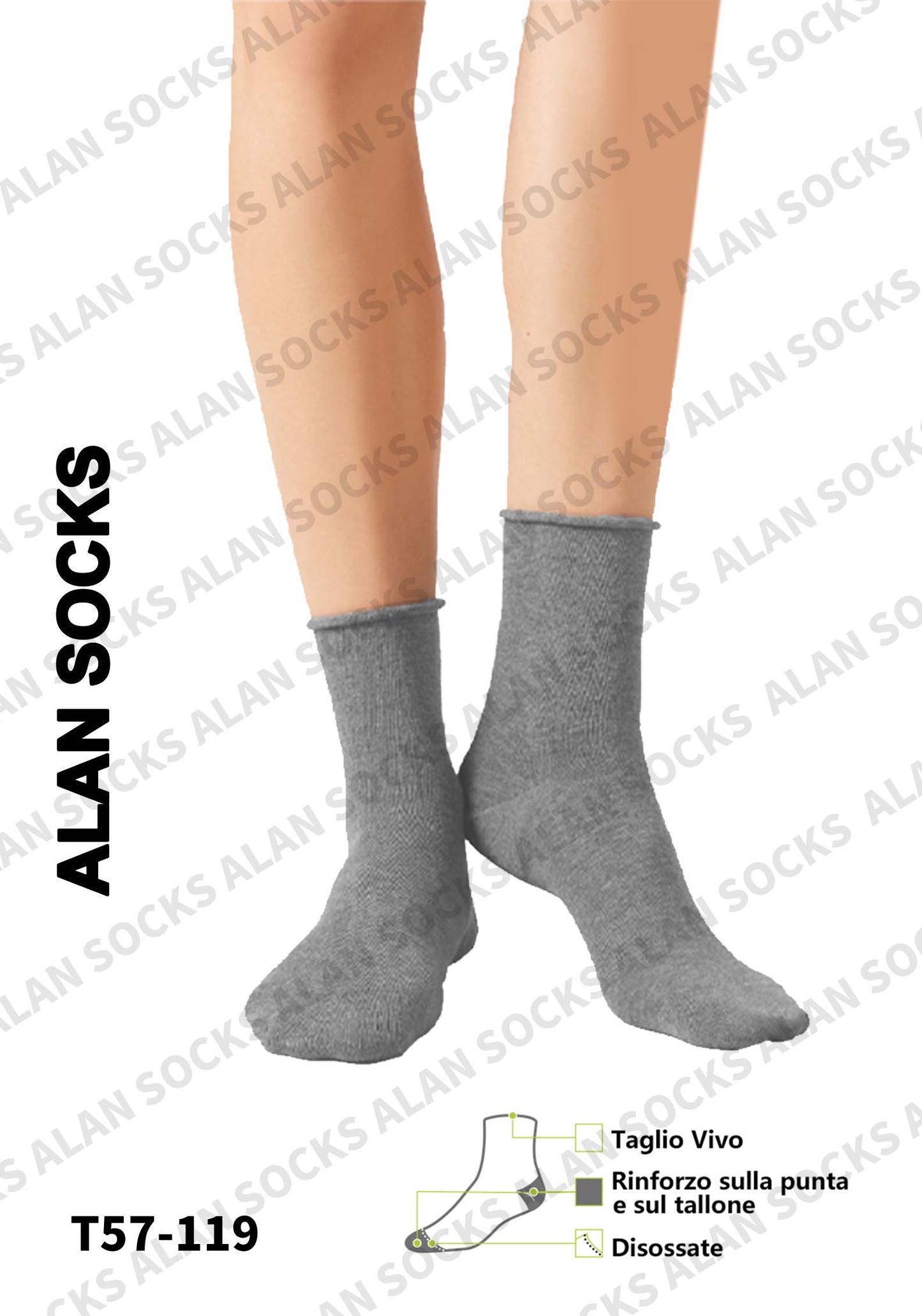 Alansocks calze di cotone alla caviglia da 1 paia colorato