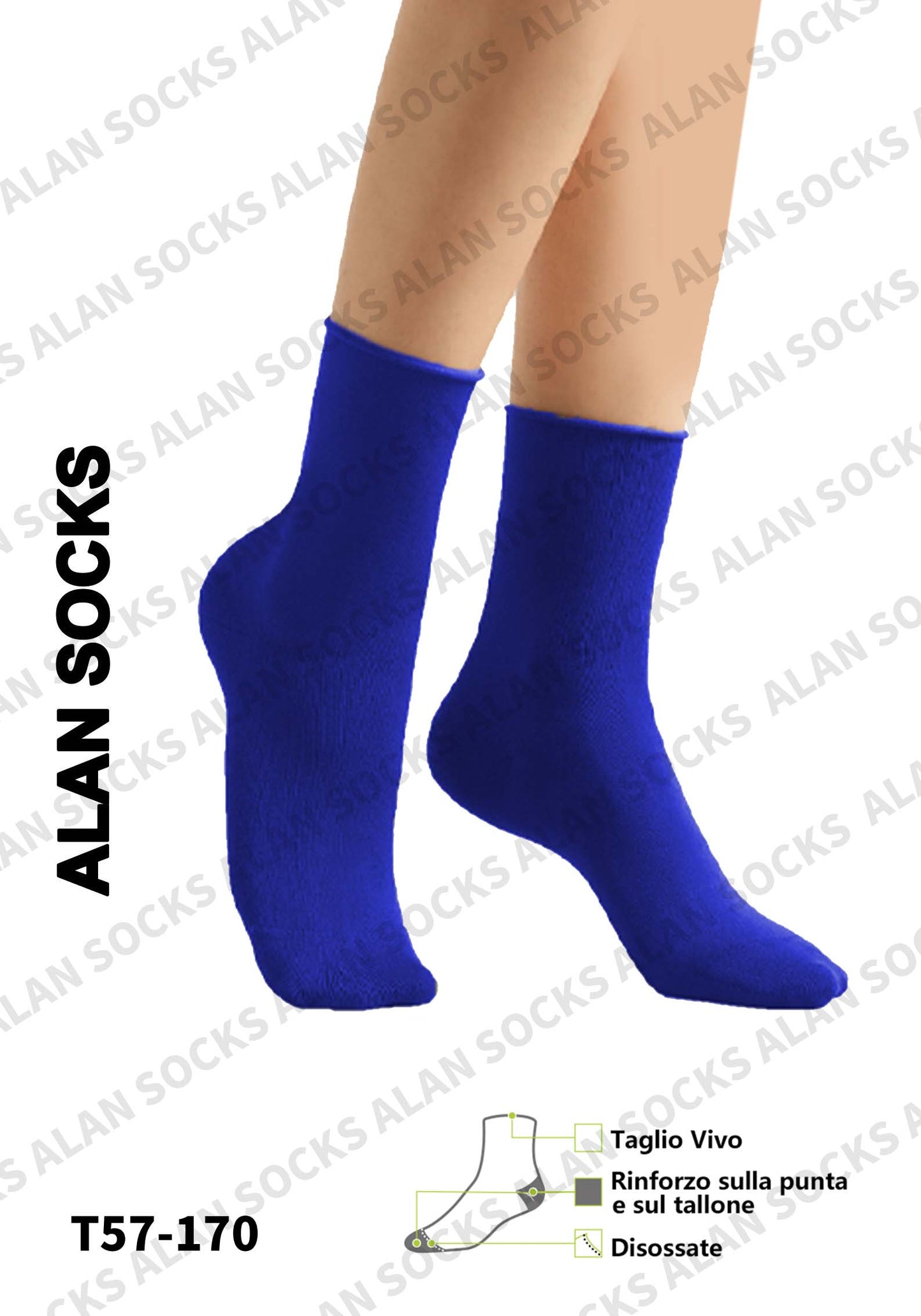 Alansocks calze di cotone alla caviglia da 1 paia colorato