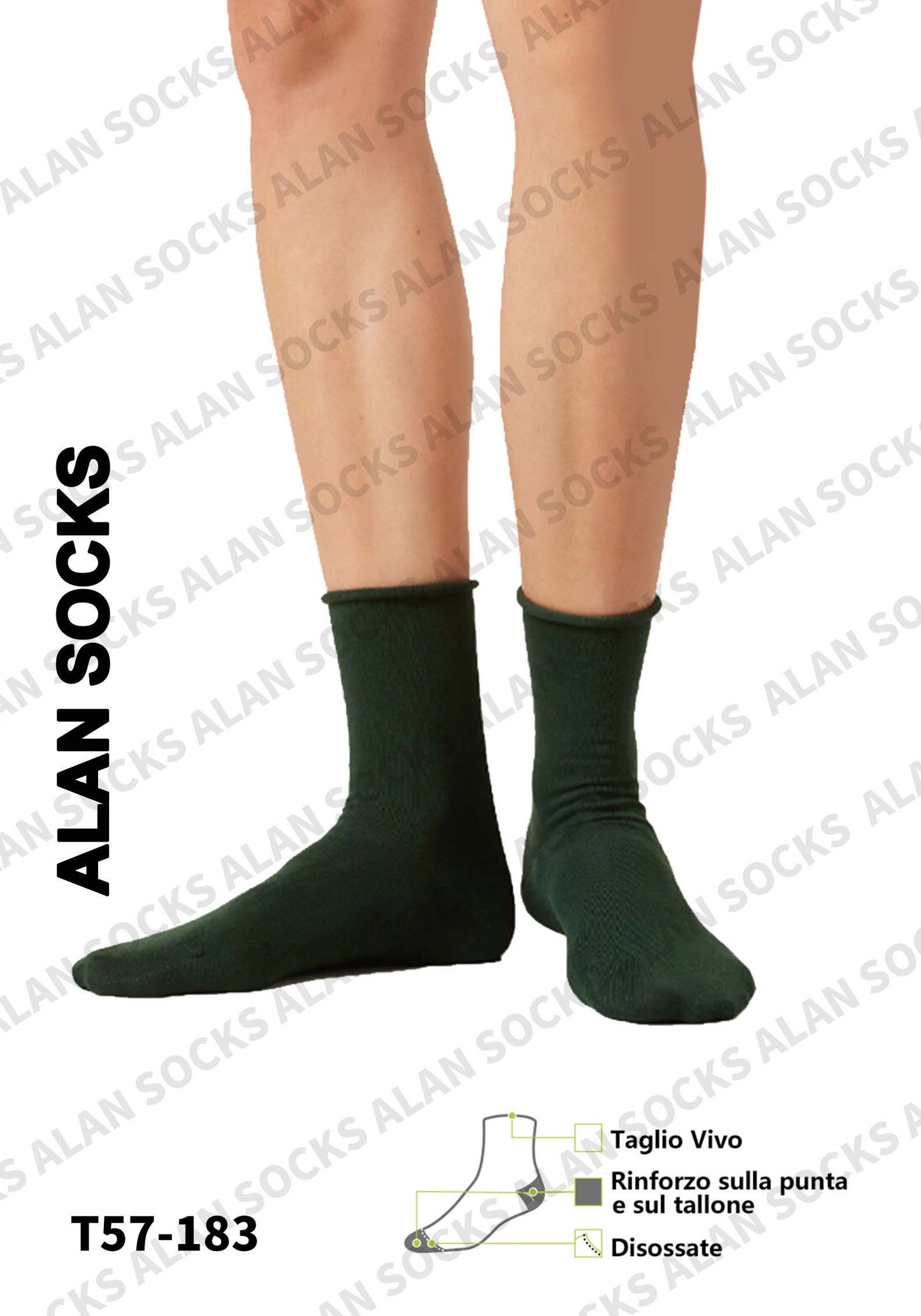 Alansocks calze di cotone alla caviglia da 1 paia colorato