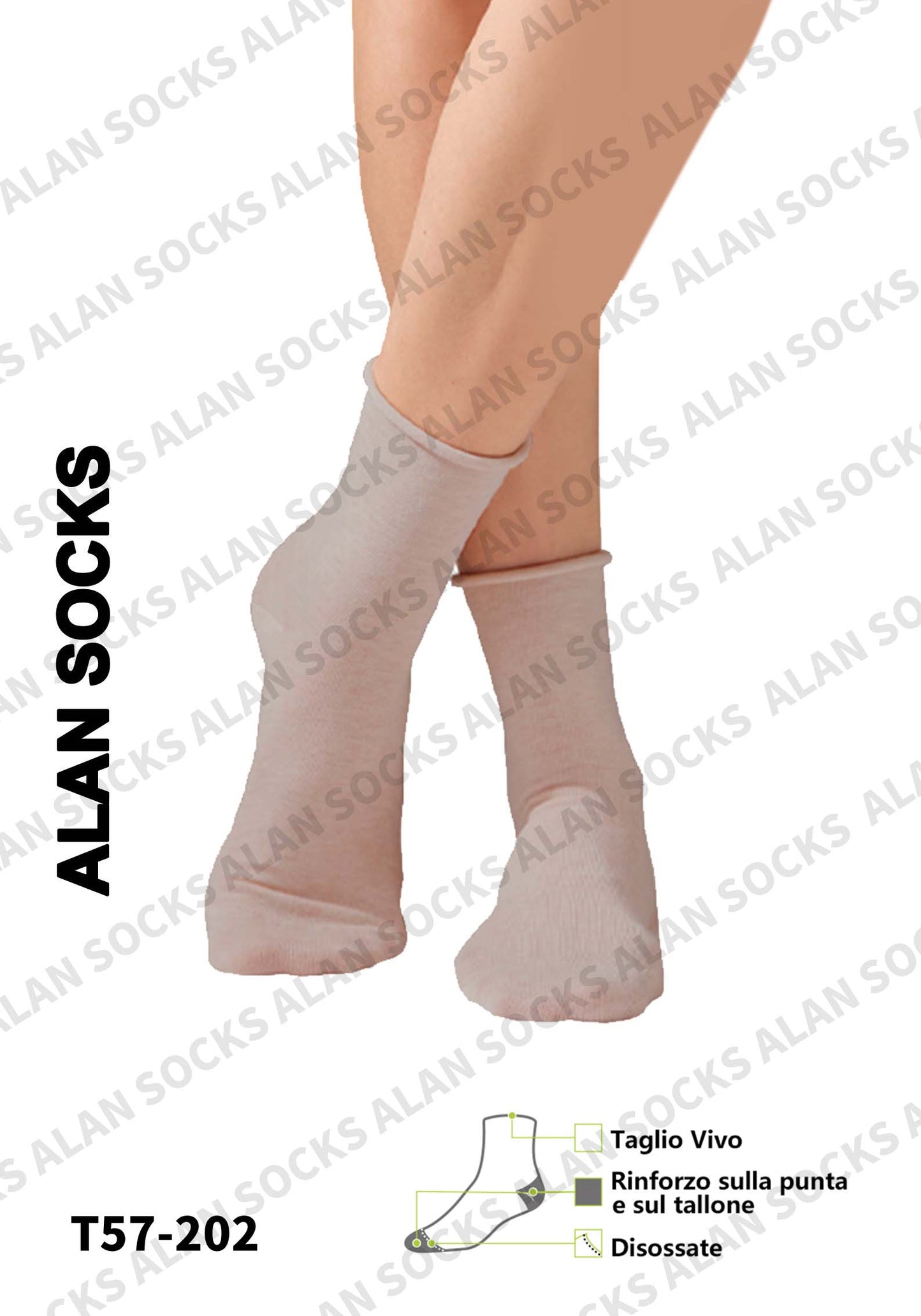 Alansocks calze di cotone alla caviglia da 1 paia colorato