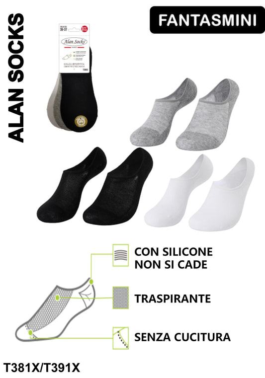 Alansocks calze cotone fantasmini da 3paia - T381X/T391X