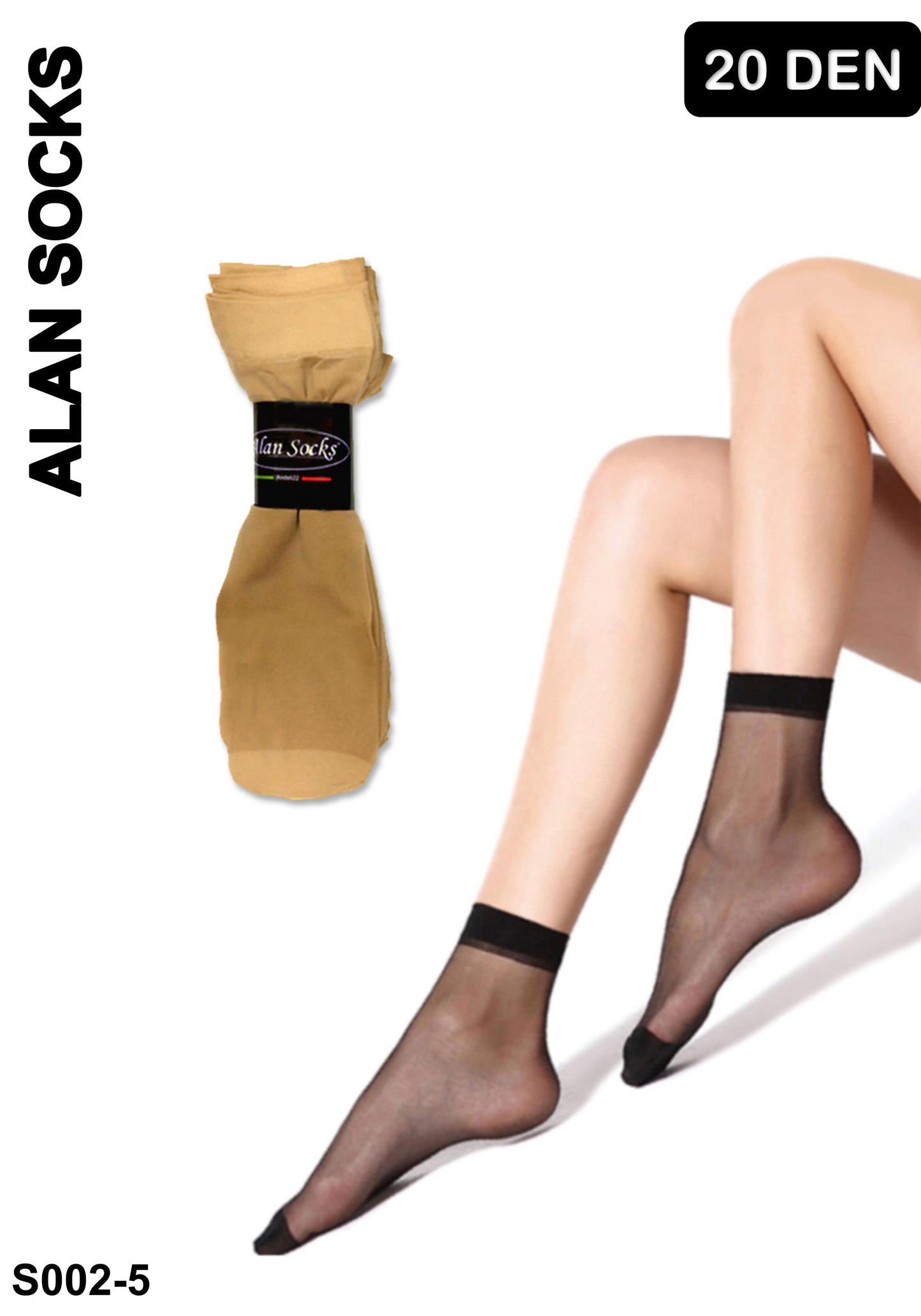 Alansocks calzini corte nylon 20 den da 10 paia - S002-100