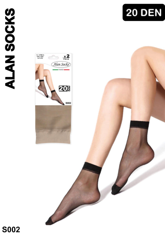 Alansocks calzini corte nylon 20 den da 2 paia - S002