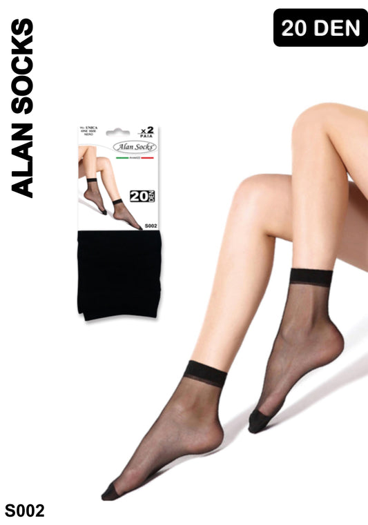 Alansocks calzini corte nylon 20 den da 2 paia - S002