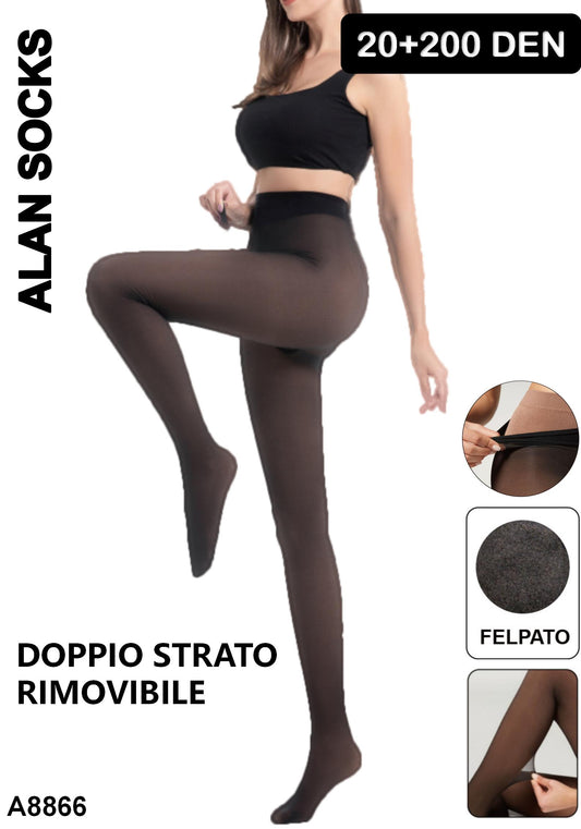 Alansocks collant 200 + 20 den doppio strato rimovibile - A8866