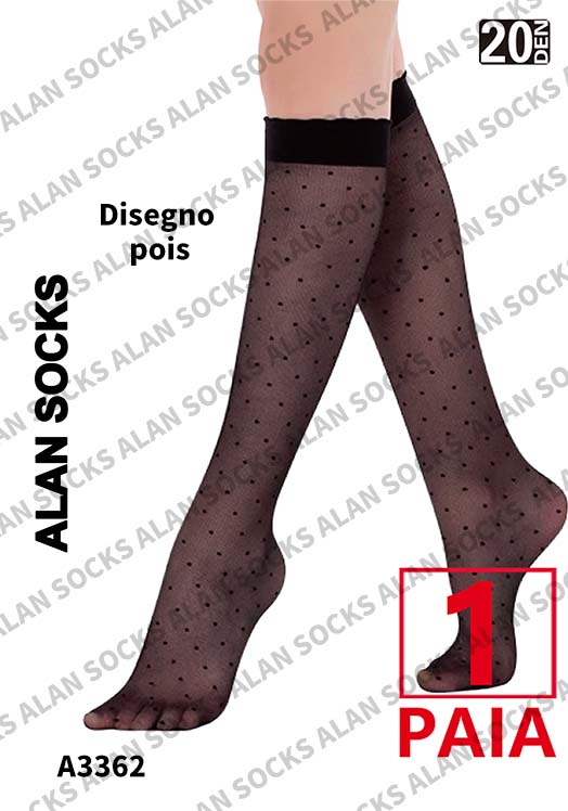 Alansocks gambaletto 20 den con pois da 1 paia - A3362