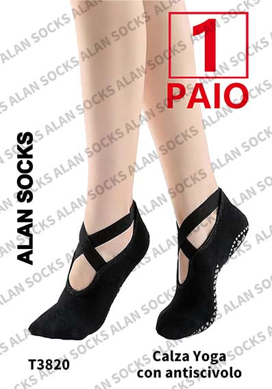 Alansocks calze yaga di cotone con antiscivolo da 1 paia