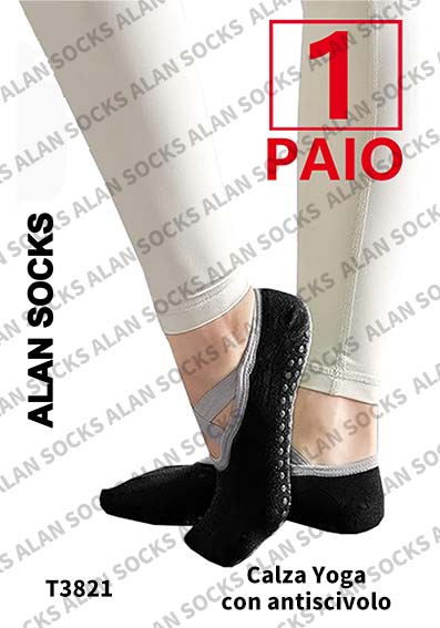 Alansocks calze yaga di cotone con antiscivolo da 1 paia