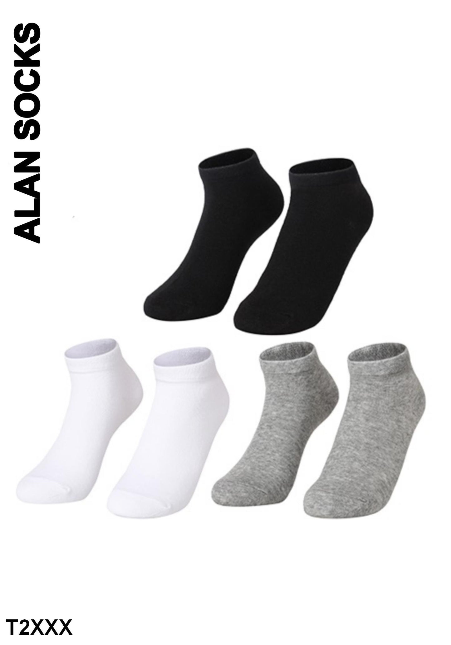 Alansocks calze di cotone sotto la caviglia da 3paia - T2XXX