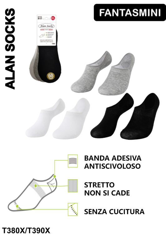 Alansocks calze cotone fantasmini da 3paia - T380X/T390X