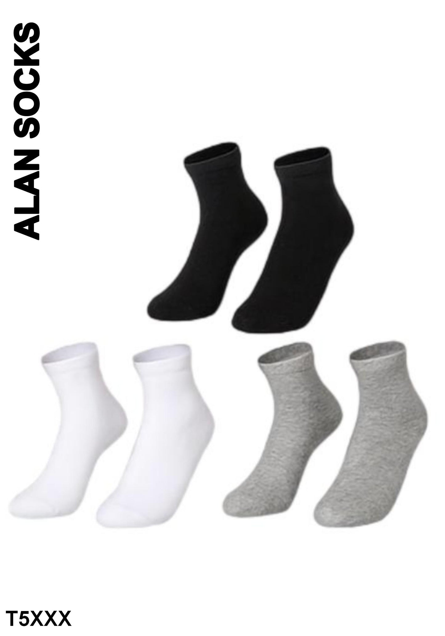 Alansocks calze di cotone alla caviglia da 3paia - T5XXX